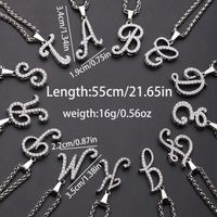 304 Stainless Steel Copper Hip-Hop Basic Classic Style Inlay Letter Zircon Pendant Necklace main image 2