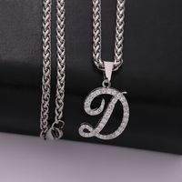 304 Stainless Steel Copper Hip-Hop Basic Classic Style Inlay Letter Zircon Pendant Necklace main image 7