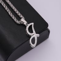 304 Stainless Steel Copper Hip-Hop Basic Classic Style Inlay Letter Zircon Pendant Necklace main image 9