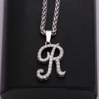 304 Stainless Steel Copper Hip-Hop Basic Classic Style Inlay Letter Zircon Pendant Necklace main image 4