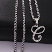 304 Stainless Steel Copper Hip-Hop Basic Classic Style Inlay Letter Zircon Pendant Necklace sku image 3