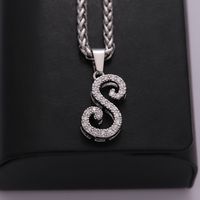 304 Stainless Steel Copper Hip-Hop Basic Classic Style Inlay Letter Zircon Pendant Necklace sku image 12