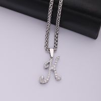 304 Stainless Steel Copper Hip-Hop Basic Classic Style Inlay Letter Zircon Pendant Necklace sku image 8