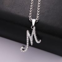 304 Stainless Steel Copper Hip-Hop Basic Classic Style Inlay Letter Zircon Pendant Necklace main image 3