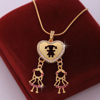 Hip-hop Punk Heart Shape Stainless Steel Copper 18k Gold Plated Zircon Pendant Necklace In Bulk main image 7