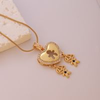 Hip-hop Punk Heart Shape Stainless Steel Copper 18k Gold Plated Zircon Pendant Necklace In Bulk main image 8