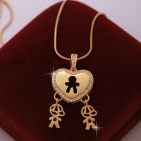 Hip-hop Punk Heart Shape Stainless Steel Copper 18k Gold Plated Zircon Pendant Necklace In Bulk main image 1