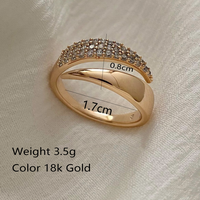 Vintage Style Solid Color Stainless Steel Copper Inlay Zircon Open Rings sku image 1