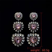 1 Pair Elegant Lady French Style Heart Shape Inlay Alloy Rhinestones Silver Plated Drop Earrings main image 2