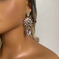 1 Pair Ig Style Elegant Classic Style Leaves Inlay Alloy Rhinestones Silver Plated Drop Earrings main image 3