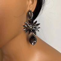1 Pair Ig Style Elegant Classic Style Leaves Inlay Alloy Rhinestones Silver Plated Drop Earrings main image 1