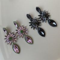 1 Pair Ig Style Elegant Classic Style Leaves Inlay Alloy Rhinestones Silver Plated Drop Earrings main image 7