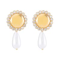 1 Pair Elegant Water Droplets Plating Inlay Alloy Artificial Pearls Rhinestones Drop Earrings sku image 1