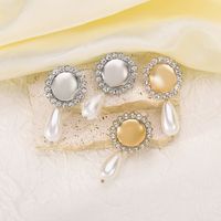 1 Paar Elegant Wassertropfen Überzug Inlay Legierung Künstliche Perlen Strasssteine Tropfenohrringe main image 4