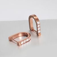 1 Pair Simple Style Shiny Geometric Polishing Plating Inlay Stainless Steel Zircon 14K Gold Plated Rose Gold Plated Hoop Earrings sku image 1