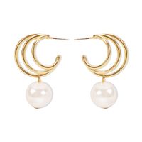 1 Pair Simple Style Geometric Plating Inlay Alloy Artificial Pearls Drop Earrings main image 6