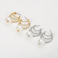 1 Pair Simple Style Geometric Plating Inlay Alloy Artificial Pearls Drop Earrings main image 5