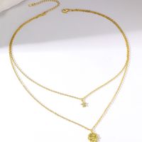 Simple Style Commute Pentagram Stainless Steel Copper Gold Plated Zircon Layered Necklaces In Bulk main image 4