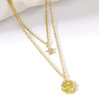 Simple Style Commute Pentagram Stainless Steel Copper Gold Plated Zircon Layered Necklaces In Bulk sku image 1