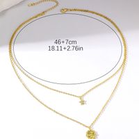Simple Style Commute Pentagram Stainless Steel Copper Gold Plated Zircon Layered Necklaces In Bulk main image 2