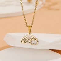 Simple Style Solid Color Stainless Steel Plating 18k Gold Plated Pendant Necklace main image 1