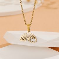 Simple Style Solid Color Stainless Steel Plating 18k Gold Plated Pendant Necklace main image 5