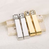1 Pair Exaggerated Modern Style Simple Style Rectangle Inlay Alloy Rhinestones Drop Earrings main image 4