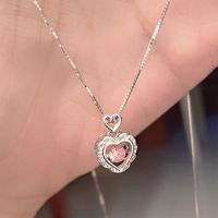 Simple Style Shiny Heart Shape Copper Zircon Pendant Necklace In Bulk sku image 3