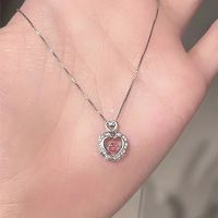 Simple Style Shiny Heart Shape Copper Zircon Pendant Necklace In Bulk main image 5