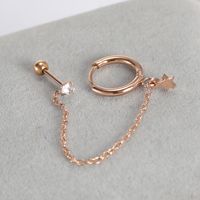 1 Piece Elegant Lady Geometric Plating Inlay Stainless Steel Zircon Rose Gold Plated Earrings sku image 1