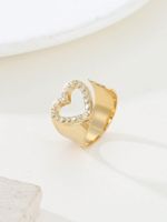 304 Stainless Steel 14K Gold Plated Retro Roman Style Plating Inlay Letter Zircon Open Rings main image 3
