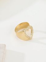 304 Stainless Steel 14K Gold Plated Retro Roman Style Plating Inlay Letter Zircon Open Rings main image 9