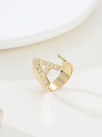 304 Stainless Steel 14K Gold Plated Retro Roman Style Plating Inlay Letter Zircon Open Rings main image 5