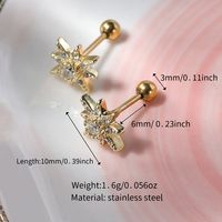 1 Pair Lady Shiny Flower Polishing Plating Inlay Stainless Steel Copper Zircon 18K Gold Plated Ear Studs main image 2