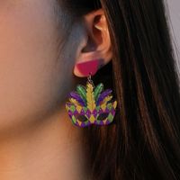 1 Pair Commute Letter Mask Printing Arylic Drop Earrings main image 5