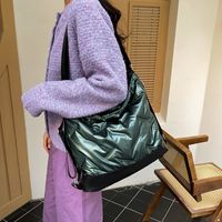 Women's Cotton Solid Color Basic Sewing Thread Bucket Zipper Shoulder Bag Crossbody Bag sku image 1