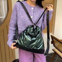 Women's Cotton Solid Color Basic Sewing Thread Bucket Zipper Shoulder Bag Crossbody Bag main image 5