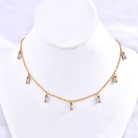 Simple Style Rectangle Stainless Steel Plating Inlay Zircon 18k Gold Plated Necklace main image 1