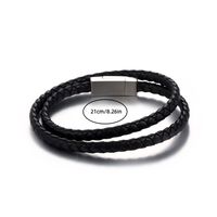 Titanium Steel Buckle Leather Woven Double-layer Leather Rope Retro Hand Rope Bracelet sku image 1