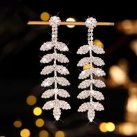 1 Pair Simple Style Commute Solid Color Plating Inlay Copper Rhinestones Silver Plated Drop Earrings main image 7