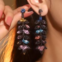 1 Pair Simple Style Commute Solid Color Plating Inlay Copper Rhinestones Silver Plated Drop Earrings main image 8