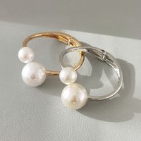 Modern Style Simple Style Round Alloy Inlay Artificial Pearls Women's Bangle main image 4