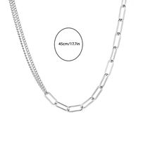 Simple Hollow Chain Double-chain Splicing Titanium Steel Necklace sku image 1