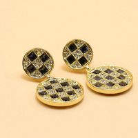 1 Pair Casual French Style Geometric Inlay Alloy Rhinestones Gold Plated Drop Earrings main image 4