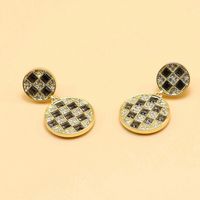 1 Pair Casual French Style Geometric Inlay Alloy Rhinestones Gold Plated Drop Earrings main image 1