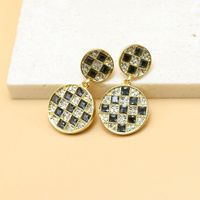 1 Pair Casual French Style Geometric Inlay Alloy Rhinestones Gold Plated Drop Earrings main image 3