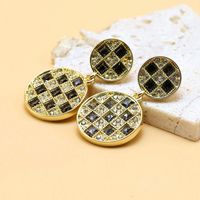 1 Pair Casual French Style Geometric Inlay Alloy Rhinestones Gold Plated Drop Earrings main image 5