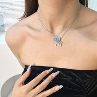 Simple Style Letter Stainless Steel Hollow Out Pendant Necklace main image 1