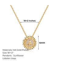 Casual Classic Style Sunflower Letter Copper 14k Gold Plated Zircon Pendant Necklace In Bulk main image 2