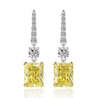 1 Pair Sweet Shiny Square Inlay Sterling Silver High Carbon Diamond White Gold Plated Drop Earrings main image 5